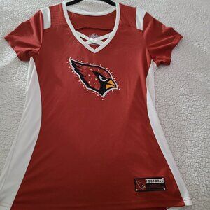 NEW Arizona Cardinals Women Red Draft Me Jersey V-neck T-shirt